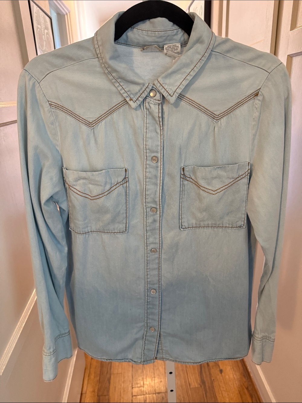 Mudd Light Blue Denim Button-Front Western Shirt